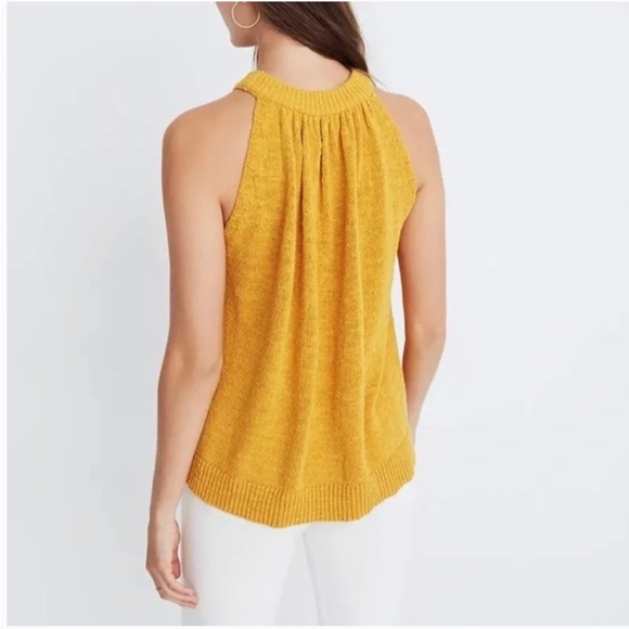 Madewell Gathered Neck Sweater Tank Mustard Yellow - Picture 3 of 6